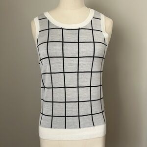 Halogen Off White/Blk Plaid Pullover Sweater Vest SzS